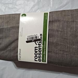 FULL Cotton Blend Sateen FLAT Sheet  - Room Essentials Heather GREY
